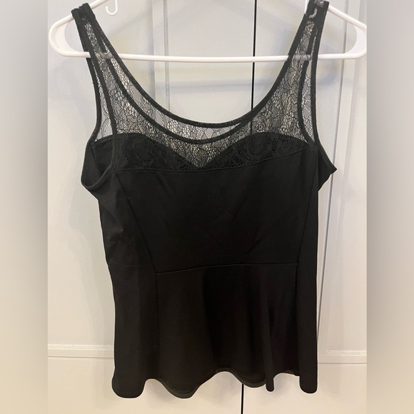 BCBGMAXAZRIA Faux leather and lace top - Picture 2 of 4